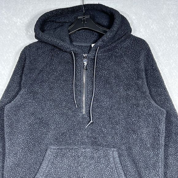 Victoria's Secret PINK Fleece Womens S Black Textured Quarter Zip Fleece Hoodie - Picture 2 of 10